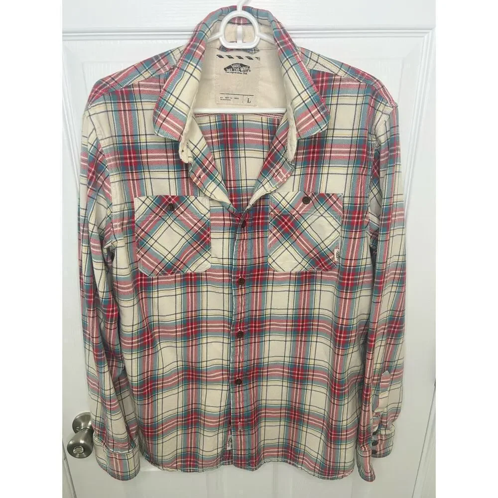 VANS Shirt Button Down, Size Large Plaid 100% Cotton Casual - Picture 6 of 6